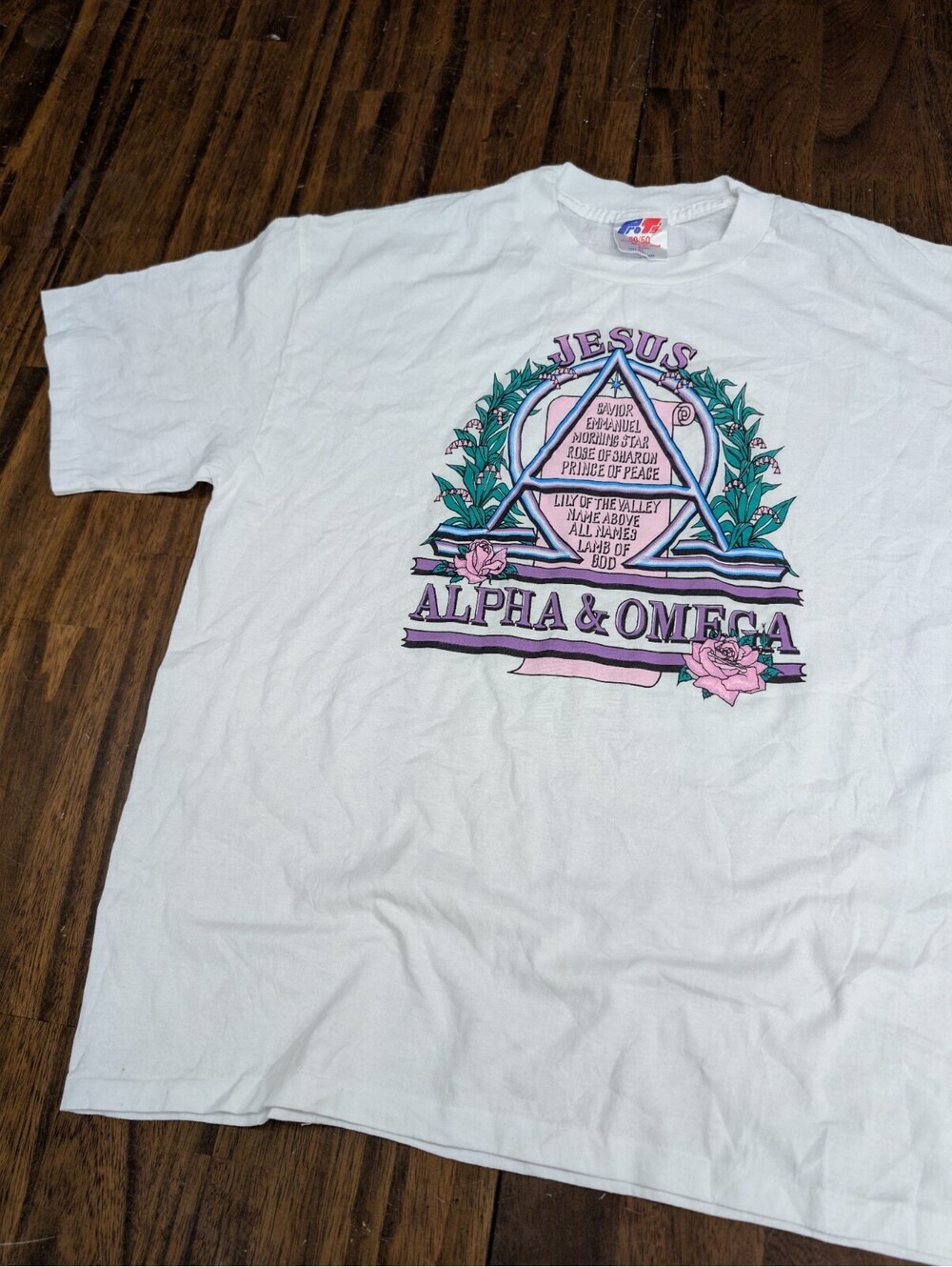 Jesus Alpha Omega Religious Shirt XL Vintage Christian USA